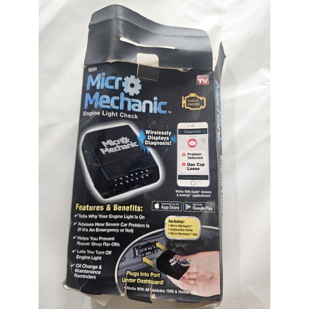 Micro Mechanic Wireless OBD2 Car Diagnostic Scanner Engine Code Reader Untested - Picture 2 of 6